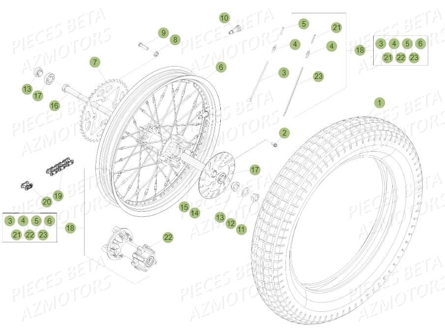 Roue Arriere BETA Pièces BETA EVO 2T -300CC- FACTORY - (2015)