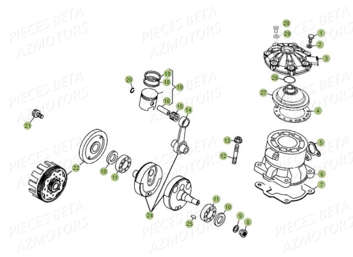 Vilebrequin Piston Cylindre BETA Pièces BETA EVO 2T -300CC- FACTORY - (2015)