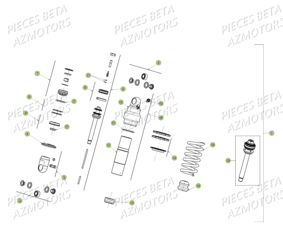 AMORTISSEUR ARRIERE DETAIL BETA EVO 300 SS 2T