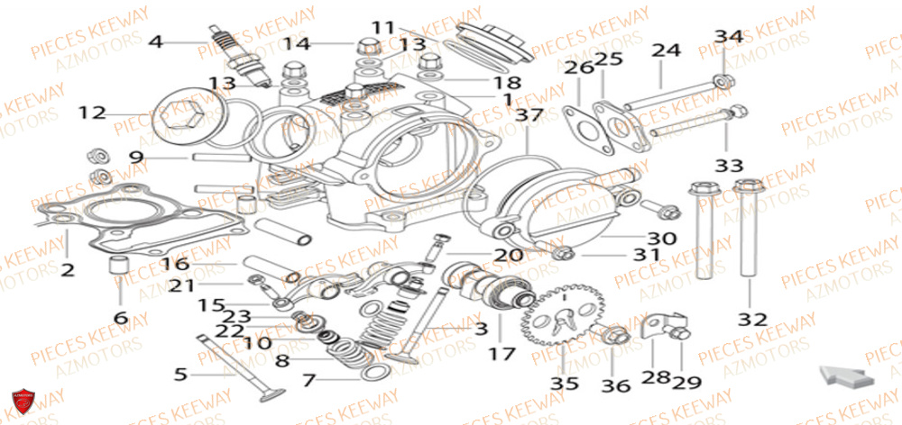Culasse KEEWAY Pieces KEEWAY Origine F-ACT EVO 50 EURO4 2018-2025
