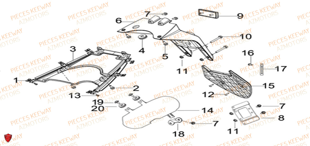Garde Boue Arriere KEEWAY Pieces KEEWAY Origine F-ACT EVO 50 EURO4 2018-2025
