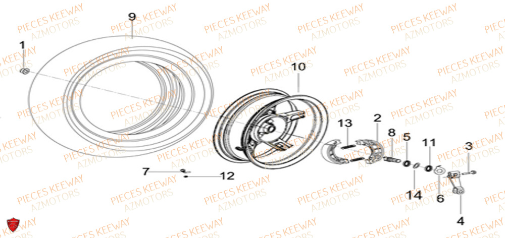 Roue Arriere KEEWAY Pieces KEEWAY Origine F-ACT EVO 50 EURO4 2018-2025
