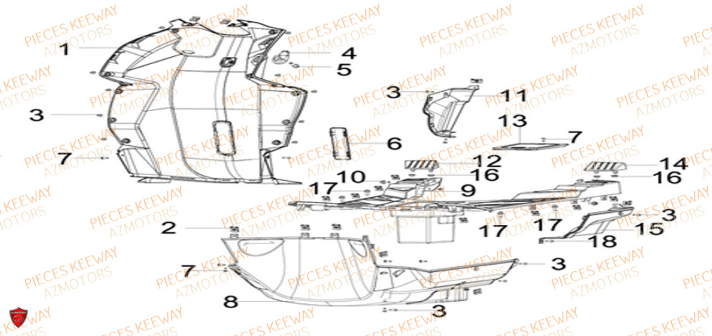 Tablier Avant KEEWAY Pieces KEEWAY Origine F-ACT EVO 50 EURO4 2018-2025

