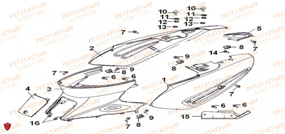 Carenage Arriere KEEWAY Pieces KEEWAY Origine FACT 125 2006-2013