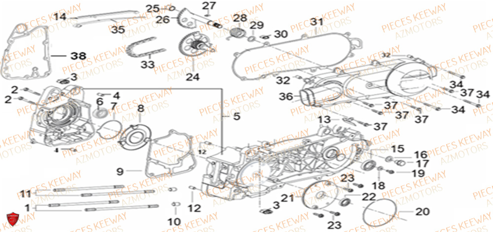 Carter Moteur KEEWAY Pieces KEEWAY Origine FACT 125 2006-2013