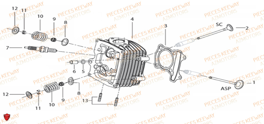 Culasse KEEWAY Pieces KEEWAY Origine FACT 125 2006-2013