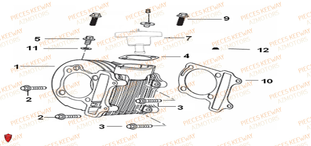 Cylindre KEEWAY Pieces KEEWAY Origine FACT 125 2006-2013