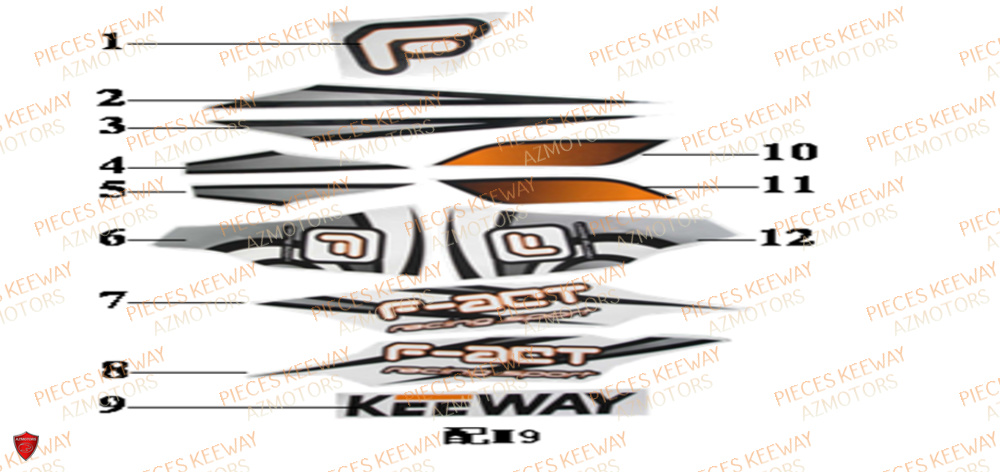 Decors Orange KEEWAY Pieces KEEWAY Origine FACT 125 2006-2013