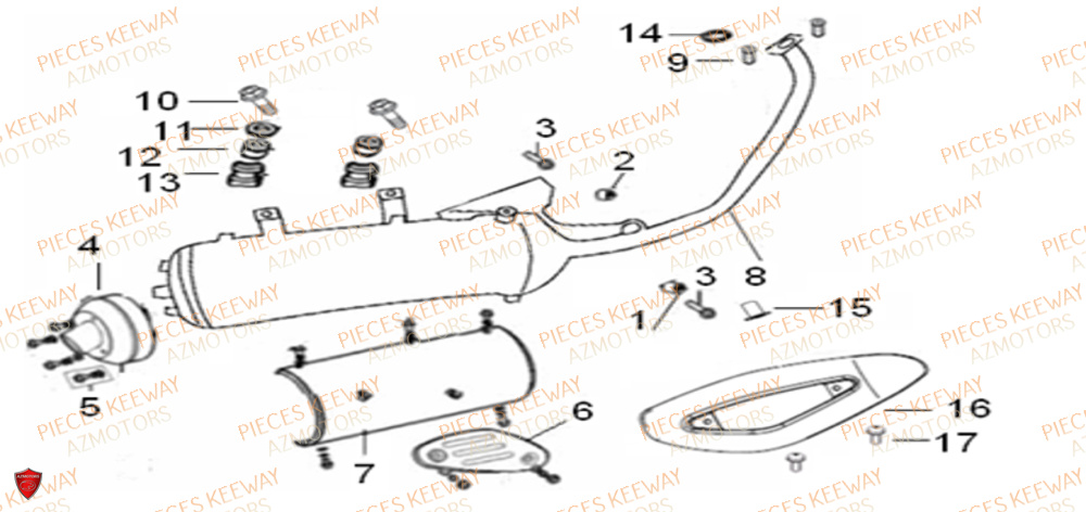 Echappement 2006 2007 KEEWAY Pieces KEEWAY Origine FACT 125 2006-2013