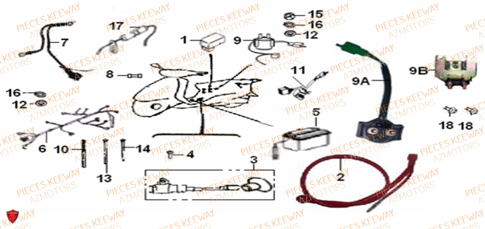 Equipement Electrique 1 KEEWAY Pieces KEEWAY Origine FACT 125 2006-2013