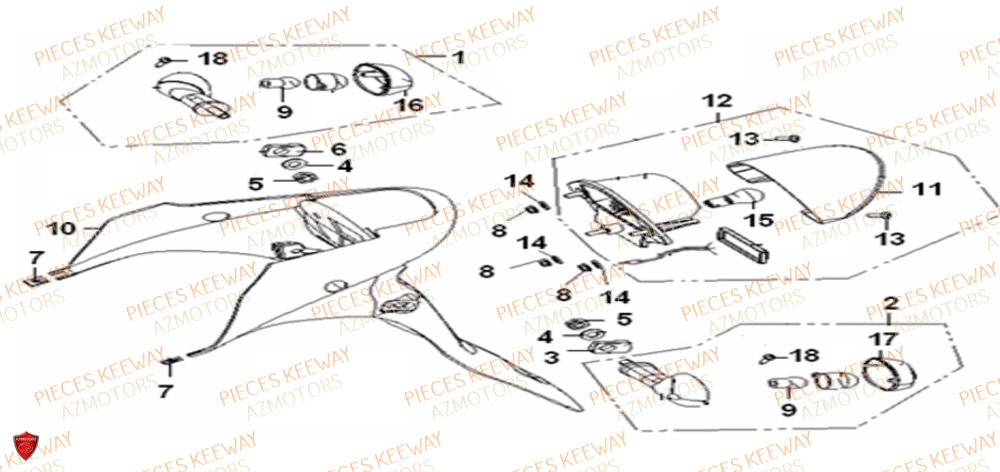 Feu Arriere KEEWAY Pieces KEEWAY Origine FACT 125 2006-2013