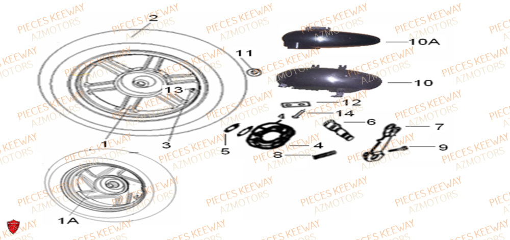 Roue Arriere KEEWAY Pieces KEEWAY Origine FACT 125 2006-2013