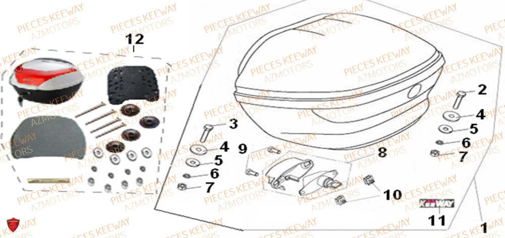 Top Case KEEWAY Pieces KEEWAY Origine FACT 125 2006-2013