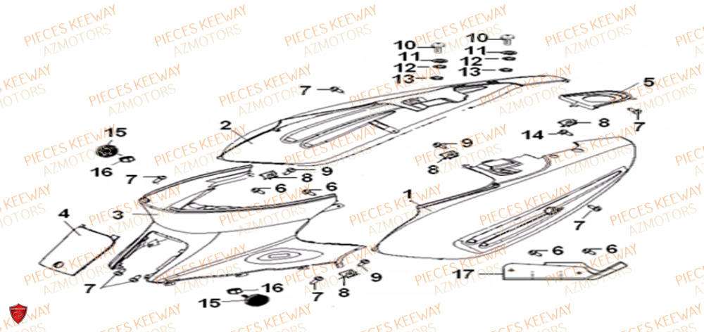 Carenage Arriere KEEWAY Pieces KEEWAY Origine FACT 50 2ST 2006-2013