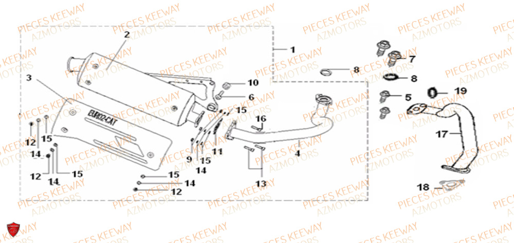 Echappement 2006 2007 KEEWAY Pieces KEEWAY Origine FACT 50 2ST 2006-2013