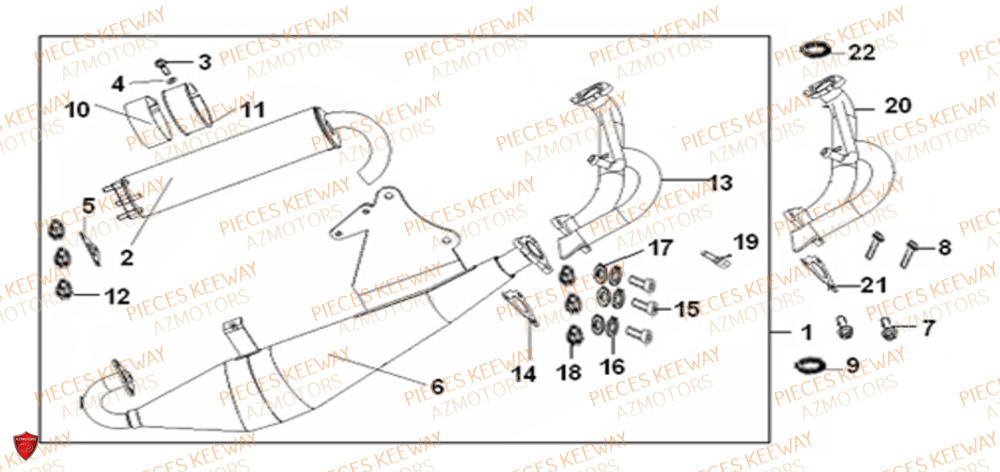 Echappement 2009 KEEWAY Pieces KEEWAY Origine FACT 50 2ST 2006-2013
