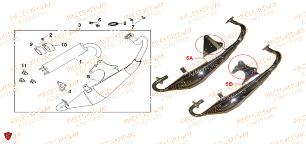 Echappement Version 2 KEEWAY Pieces KEEWAY Origine FACT 50 2ST 2006-2013