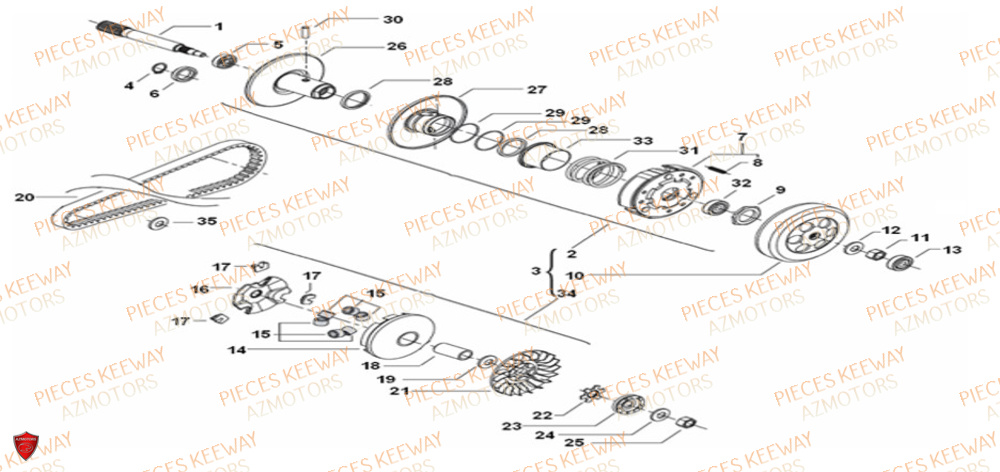 Embrayage KEEWAY Pieces KEEWAY Origine FACT 50 2ST 2006-2013