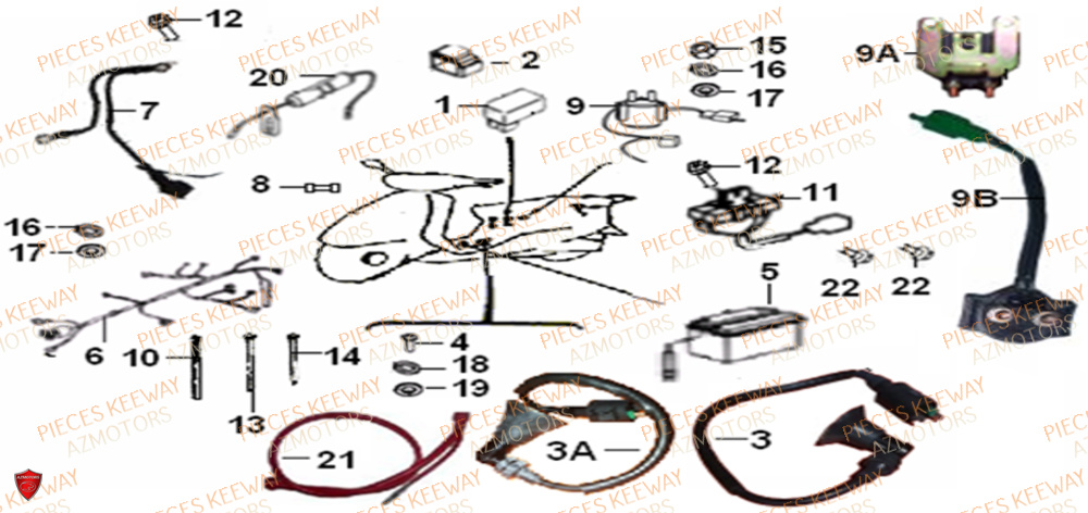 Equipement Electrique 1 KEEWAY Pieces KEEWAY Origine FACT 50 2ST 2006-2013