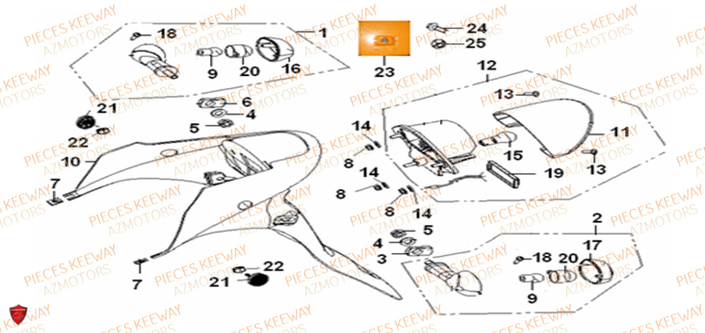 Feu Arriere KEEWAY Pieces KEEWAY Origine FACT 50 2ST 2006-2013