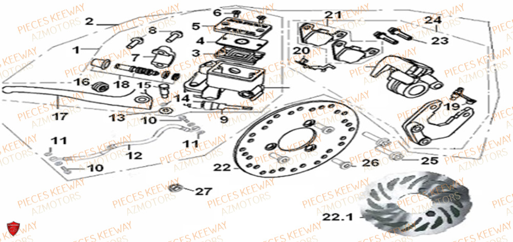 Frein Avant Version Disque KEEWAY Pieces KEEWAY Origine FACT 50 2ST 2006-2013