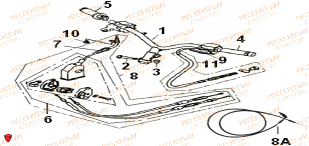 Guidon KEEWAY Pieces KEEWAY Origine FACT 50 2ST 2006-2013