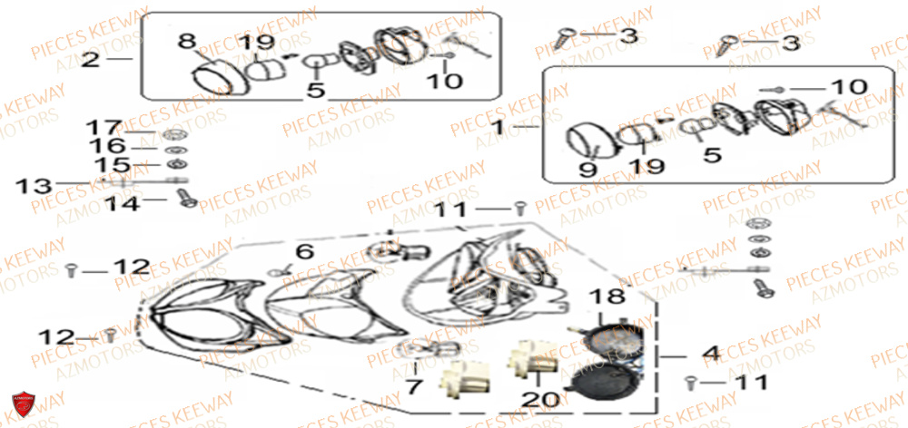 Phare Avant KEEWAY Pieces KEEWAY Origine FACT 50 2ST 2006-2013