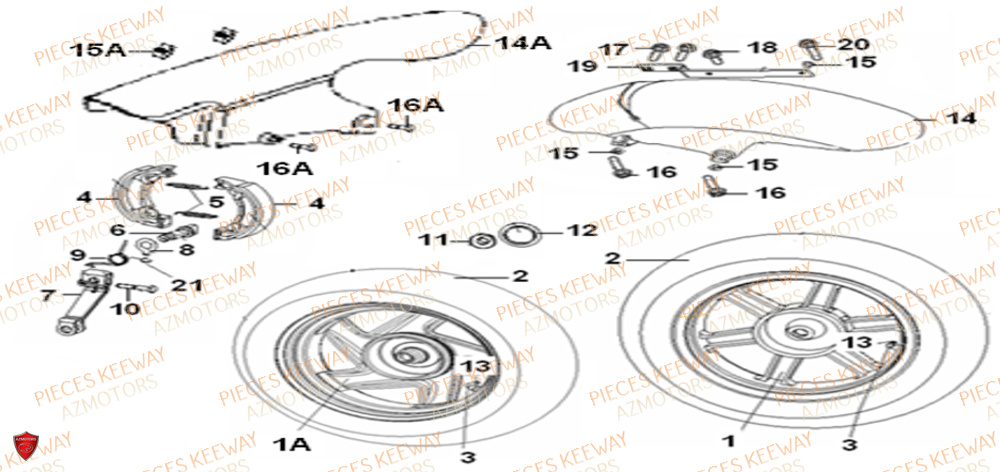Roue Arriere Version Tambour KEEWAY Pieces KEEWAY Origine FACT 50 2ST 2006-2013