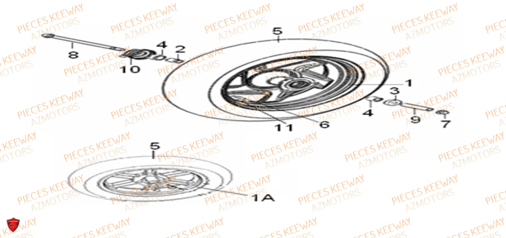 Roue Avant Version Frein A Tambour KEEWAY Pieces KEEWAY Origine FACT 50 2ST 2006-2013