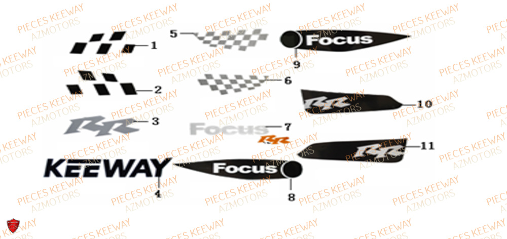 Sticker Focus Rr KEEWAY Pieces KEEWAY Origine FACT 50 2ST 2006-2013