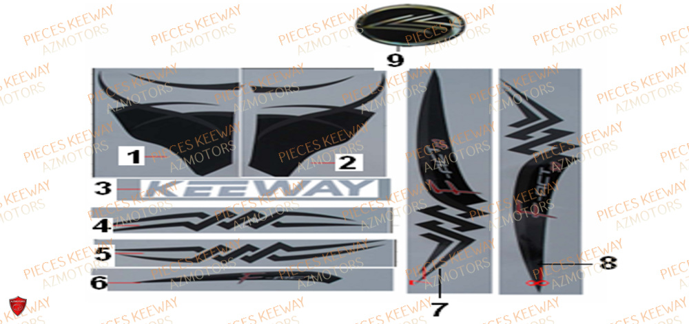 Sticker Gris KEEWAY Pieces KEEWAY Origine FACT 50 2ST 2006-2013