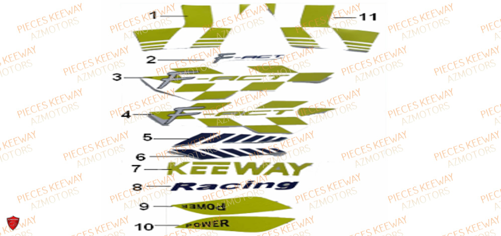Sticker Jaune KEEWAY Pieces KEEWAY Origine FACT 50 2ST 2006-2013