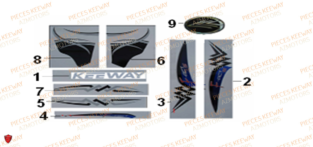 Sticker Noir KEEWAY Pieces KEEWAY Origine FACT 50 2ST 2006-2013