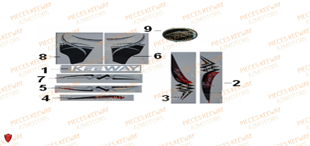 Sticker Rouge KEEWAY Pieces KEEWAY Origine FACT 50 2ST 2006-2013