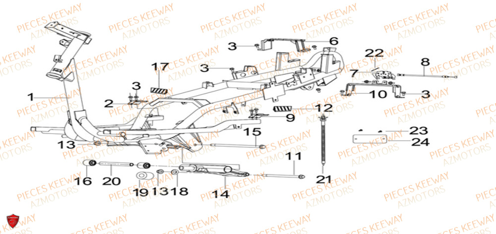 Chassis KEEWAY Pieces KEEWAY Origine F-ACT EVO 50 EURO5 2021-2025
