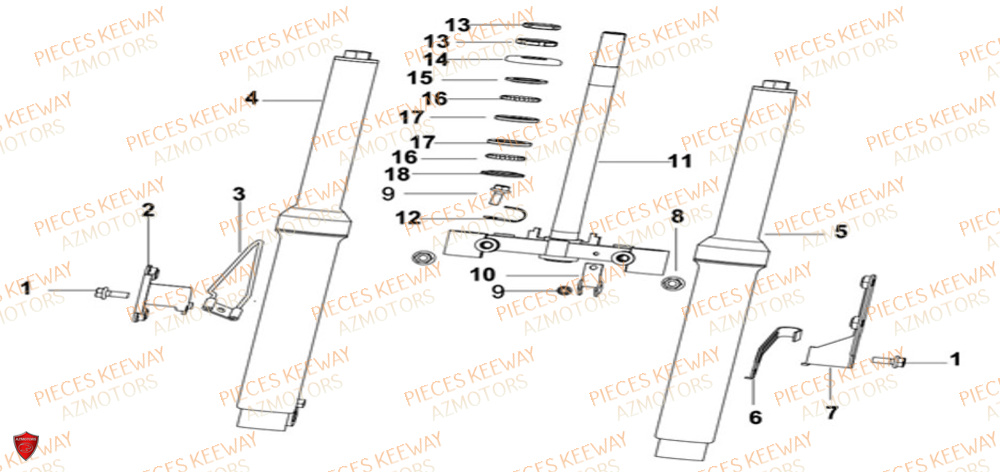 Fourche KEEWAY Pieces KEEWAY Origine F-ACT EVO 50 EURO5 2021-2025
