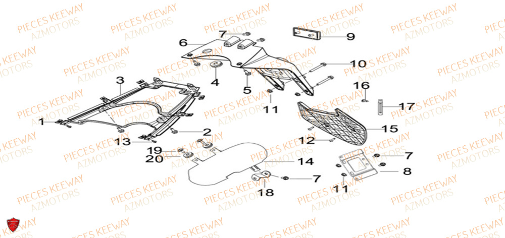 Garde Boue Arriere KEEWAY Pieces KEEWAY Origine F-ACT EVO 50 EURO5 2021-2025
