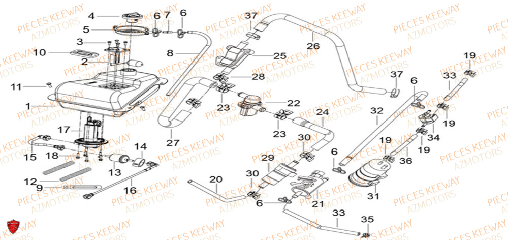 Reservoir KEEWAY Pieces KEEWAY Origine F-ACT EVO 50 EURO5 2021-2025
