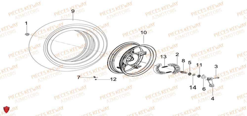 Roue Arriere KEEWAY Pieces KEEWAY Origine F-ACT EVO 50 EURO5 2021-2025
