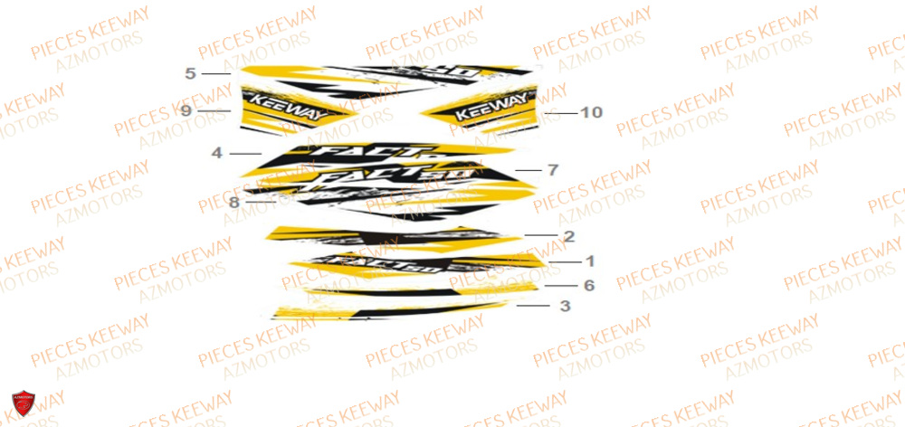 Sticker Blanc KEEWAY Pieces KEEWAY Origine F-ACT EVO 50 EURO5 2021-2025
