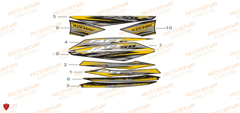 Sticker Noir Mat KEEWAY Pieces KEEWAY Origine F-ACT EVO 50 EURO5 2021-2025
