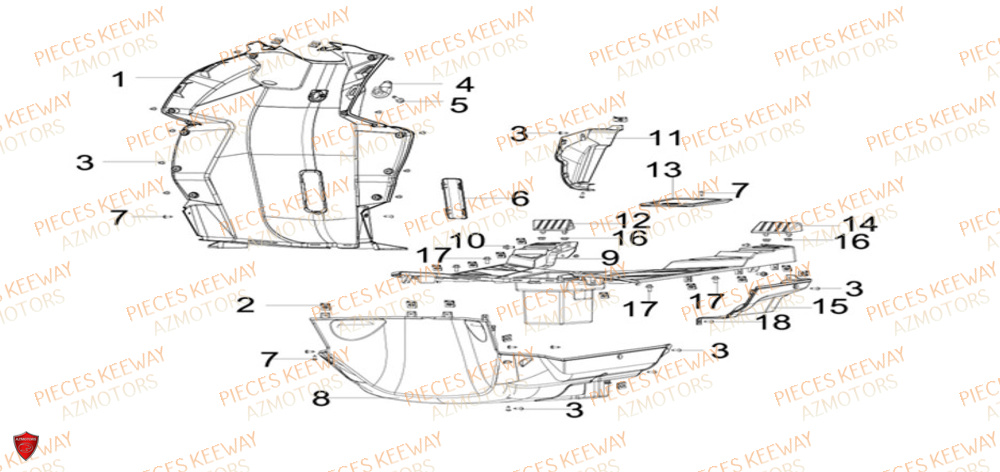 Tablier Avant KEEWAY Pieces KEEWAY Origine F-ACT EVO 50 EURO5 2021-2025
