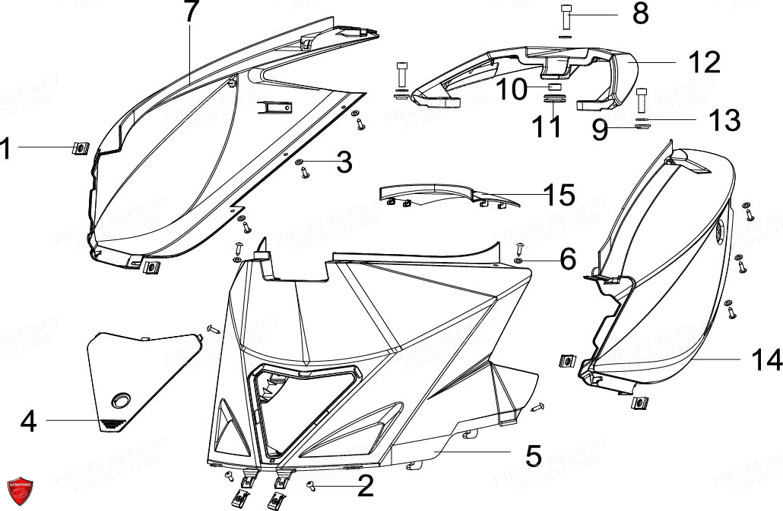 Carenages Arriere KEEWAY Pieces KEEWAY Origine FACT EVO 50 E4 2014-2017
