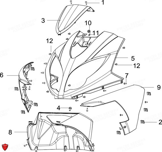 Carenages Avant KEEWAY Pieces KEEWAY Origine FACT EVO 50 E4 2014-2017
