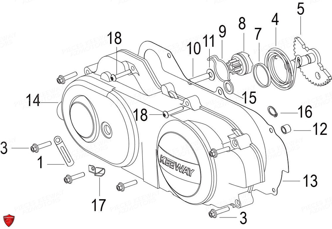 Carter De Transmission KEEWAY Pieces KEEWAY Origine FACT EVO 50 E4 2014-2017

