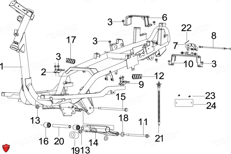 Chassis KEEWAY Pieces KEEWAY Origine FACT EVO 50 E4 2014-2017

