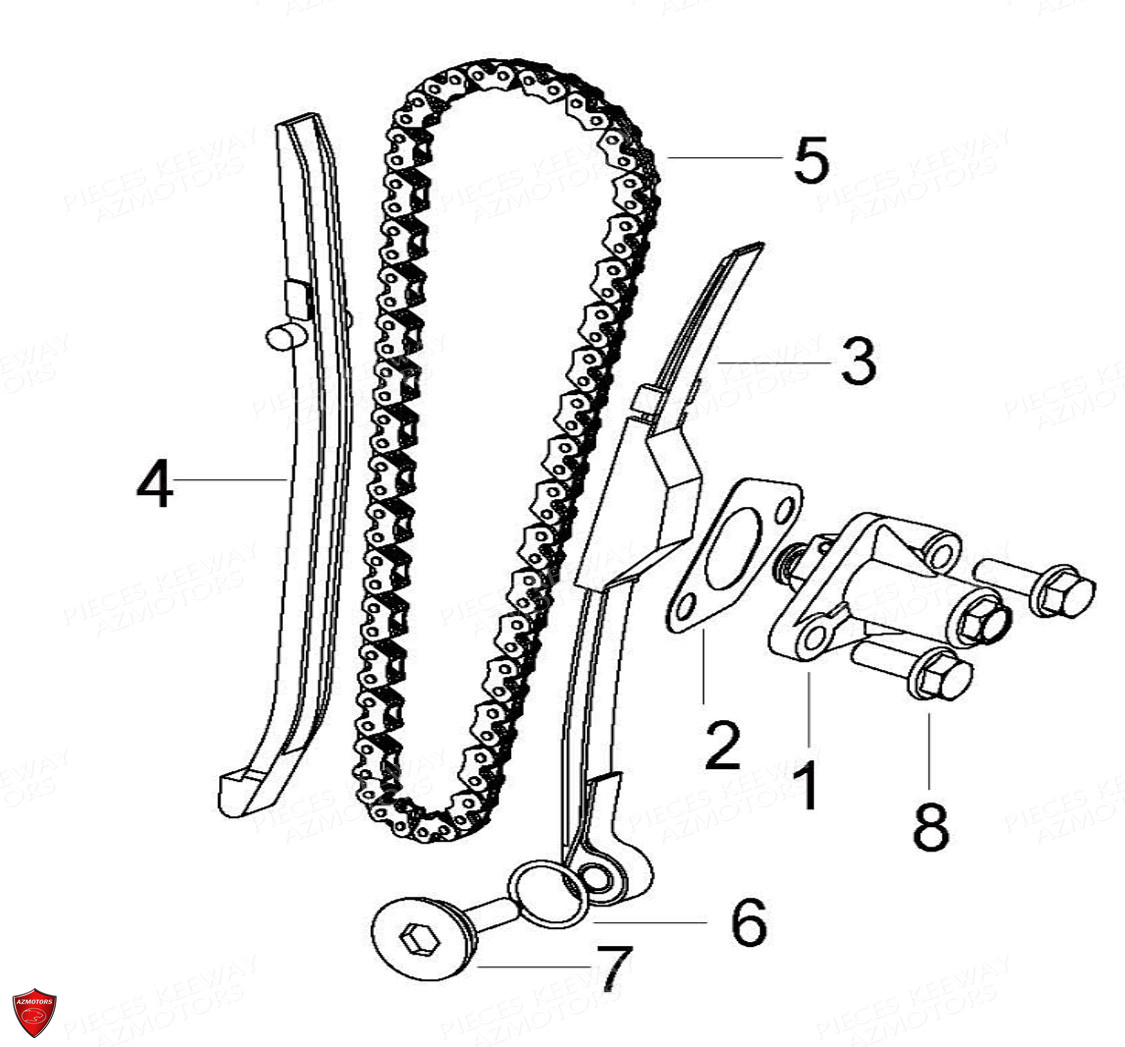 Distribution Tendeur De Chaine KEEWAY Pieces KEEWAY Origine FACT EVO 50 E4 2014-2017
