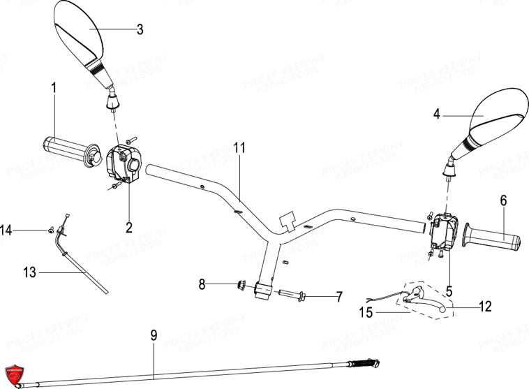 Guidon Retroviseurs KEEWAY Pieces KEEWAY Origine FACT EVO 50 E4
