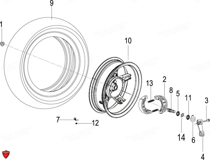Roue Arriere KEEWAY Pieces KEEWAY Origine FACT EVO 50 E4 2014-2017
