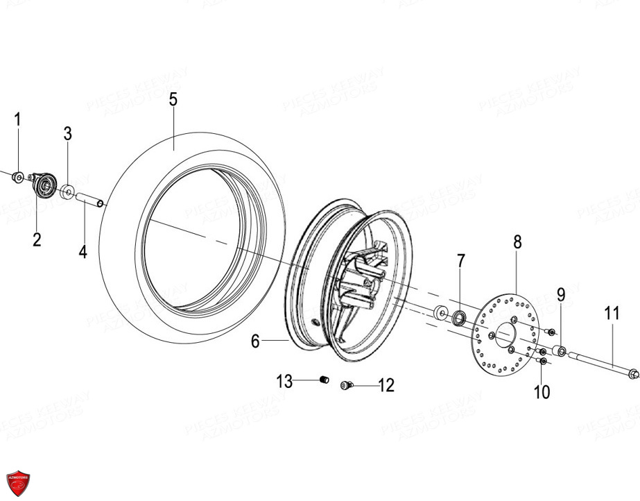 Roue Avant KEEWAY Pieces KEEWAY Origine FACT EVO 50 E4 2014-2017
